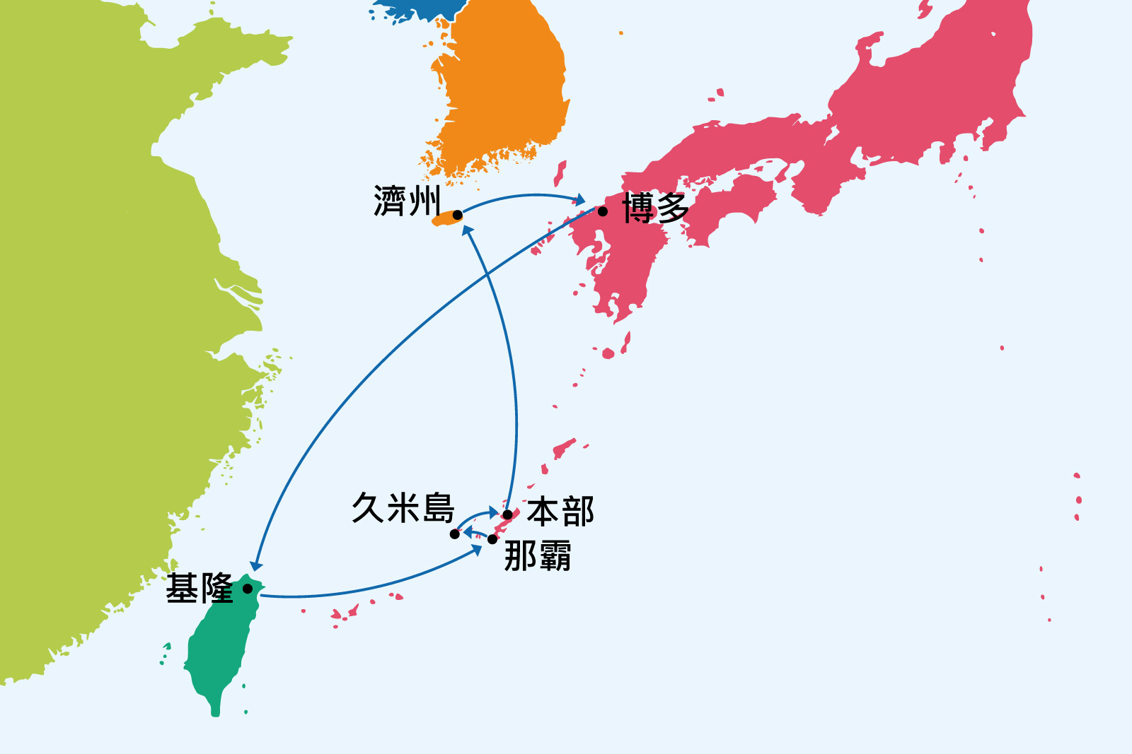 沖繩、久米島、本部、濟州島、博多８日