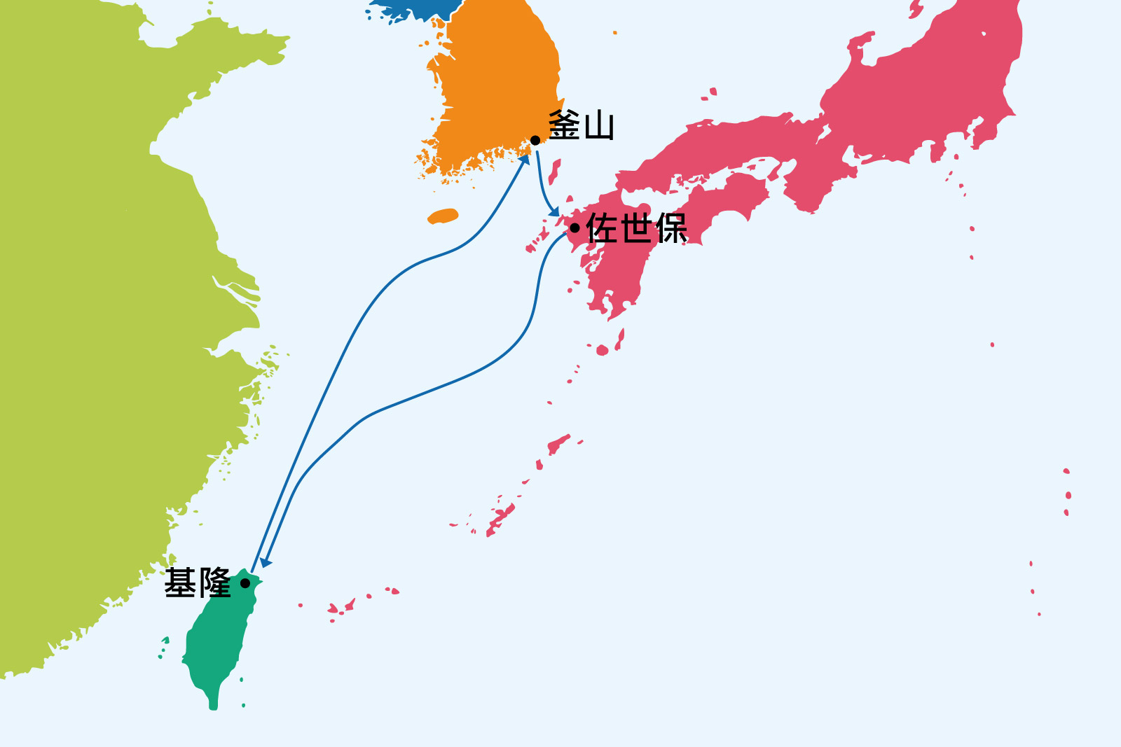 釜山、佐世保６日