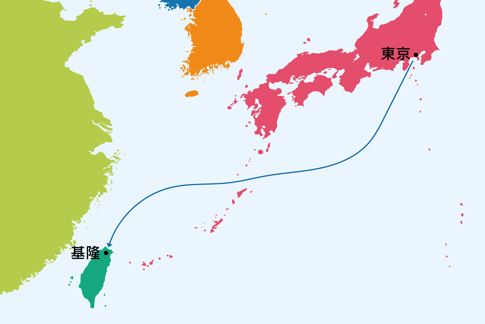 基隆-東京6日地圖