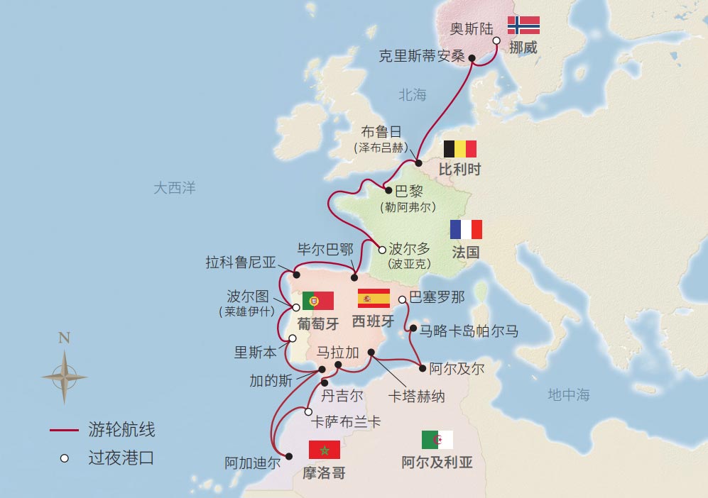 27日歐洲全覽之旅 航程地圖