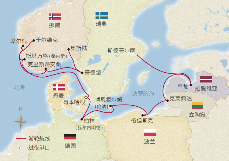 15日探源維京北歐之旅（衍生行程） 航程地圖
