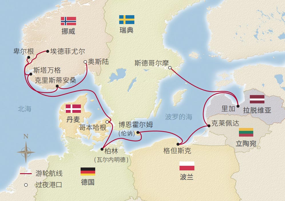 15日探源維京北歐之旅 航程地圖