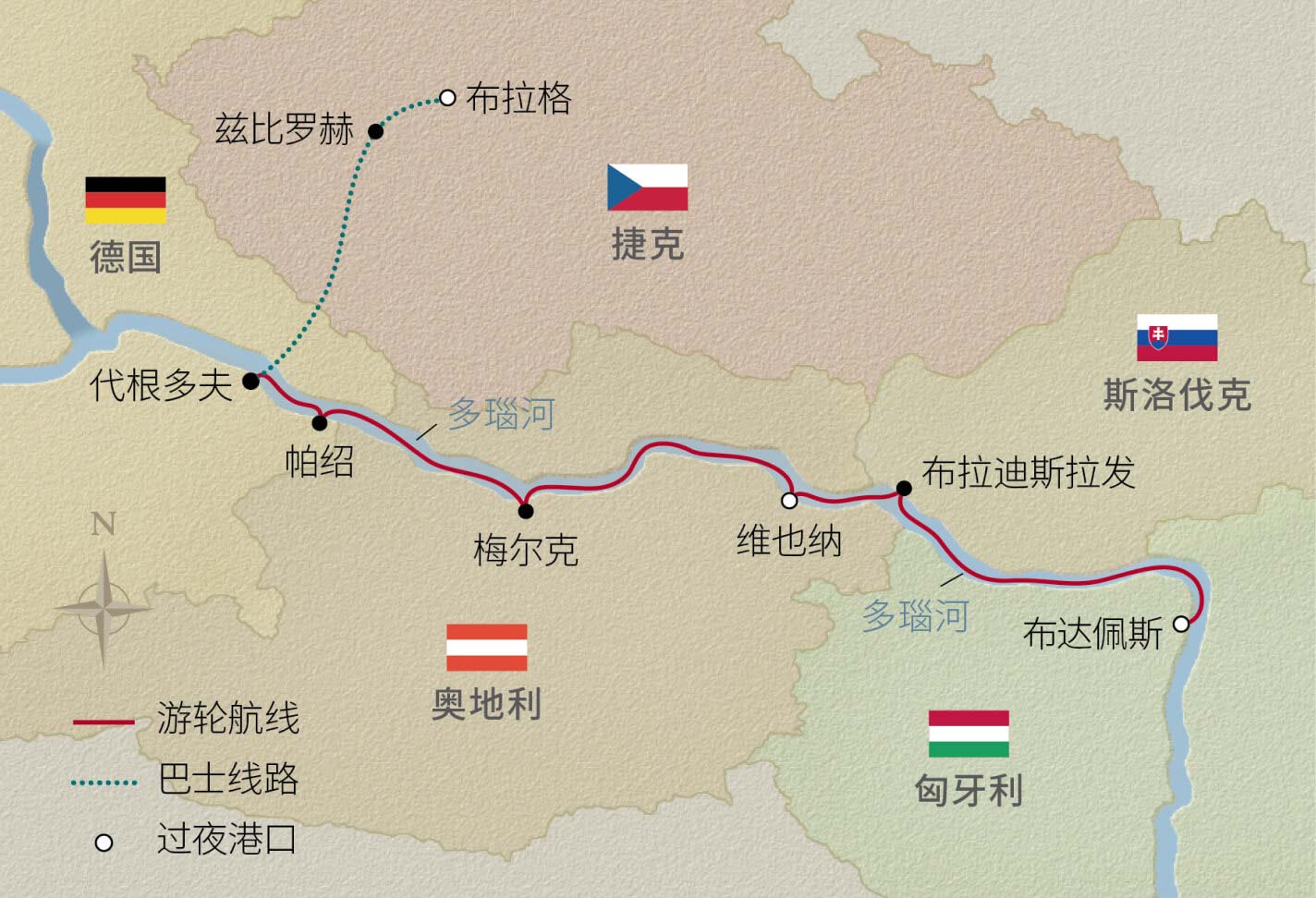 11日捷克與精緻多瑙 航程地圖